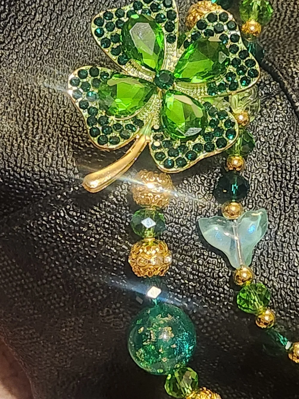 Green Clover Crystal Purse/Phone Charms